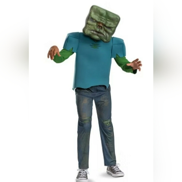 Minecraft's ZOMBIE Costume 7-8 Brand New In Package By deguise Mask And Shirt - Picture 3 of 3